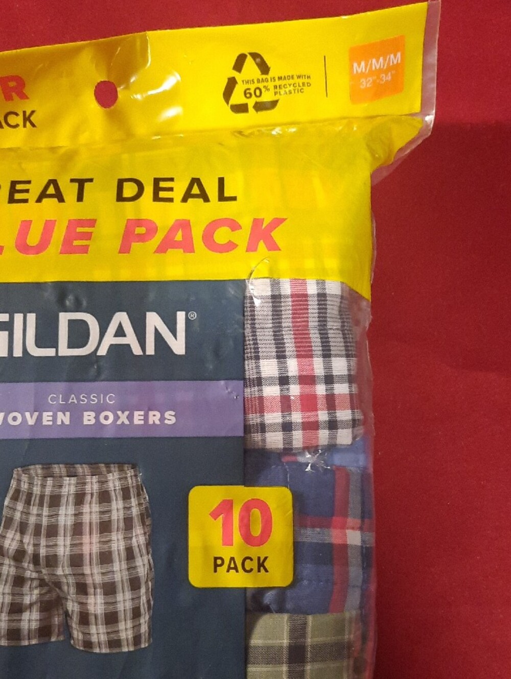Gildan Men’s Woven Boxer Briefs - 10 Pair Plaid Mix Super Soft Tag Free - Picture 2 of 4